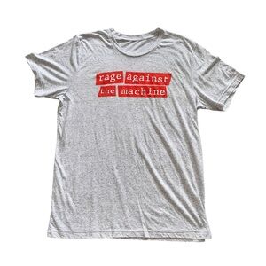 Vintage 90s Rage Against The Machine T Shirt Gray Band Concert Short Sleeve
